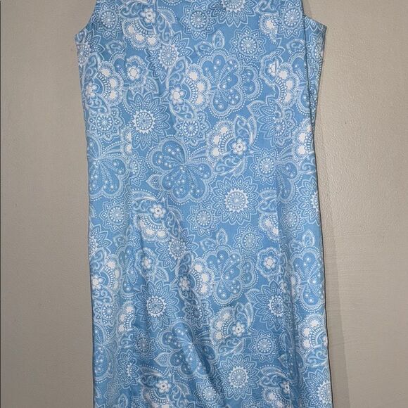 Ann Taylor Loft Dress Blue Floral Print 100% Cotton Sleeveless - Picture 10 of 14